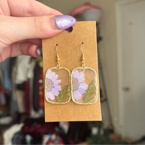 Gold and Purple Floral Earrings
